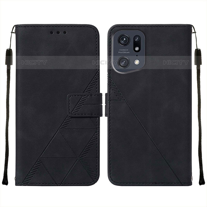 Coque Portefeuille Livre Cuir Etui Clapet Y01B pour Oppo Find X5 Pro 5G Noir Plus