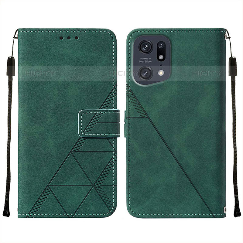 Coque Portefeuille Livre Cuir Etui Clapet Y01B pour Oppo Find X5 Pro 5G Vert Plus