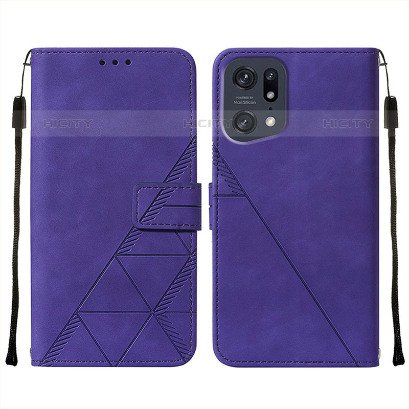 Coque Portefeuille Livre Cuir Etui Clapet Y01B pour Oppo Find X5 Pro 5G Violet Plus