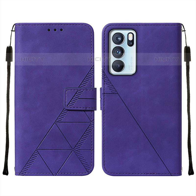 Coque Portefeuille Livre Cuir Etui Clapet Y01B pour Oppo Reno6 Pro 5G India Violet Plus