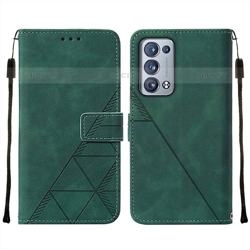 Coque Portefeuille Livre Cuir Etui Clapet Y01B pour Oppo Reno6 Pro 5G Vert Plus