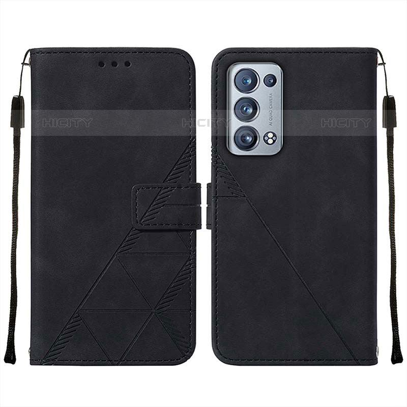 Coque Portefeuille Livre Cuir Etui Clapet Y01B pour Oppo Reno6 Pro+ Plus 5G Noir Plus