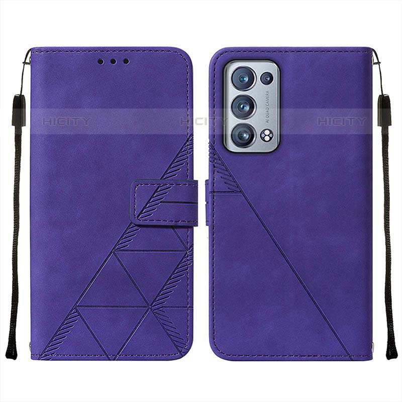 Coque Portefeuille Livre Cuir Etui Clapet Y01B pour Oppo Reno6 Pro+ Plus 5G Violet Plus