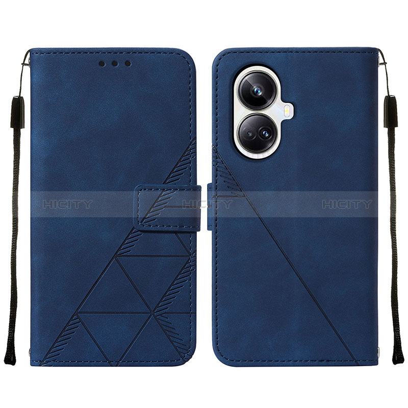 Coque Portefeuille Livre Cuir Etui Clapet Y01B pour Realme 10 Pro+ Plus 5G Bleu Plus