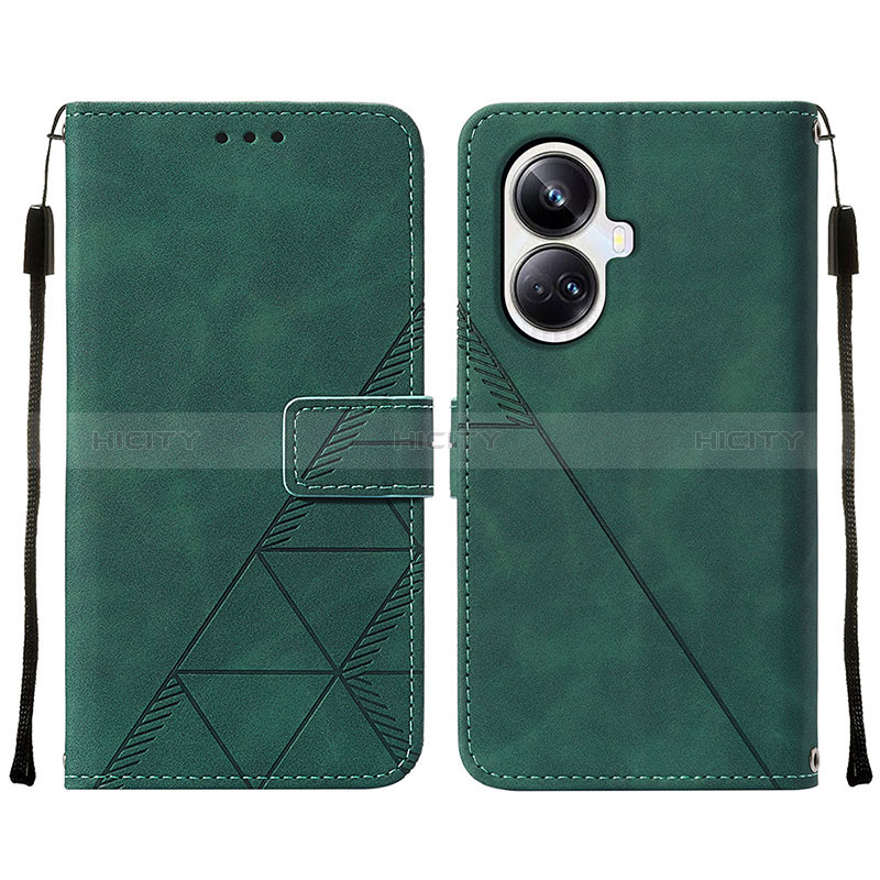 Coque Portefeuille Livre Cuir Etui Clapet Y01B pour Realme 10 Pro+ Plus 5G Vert Plus