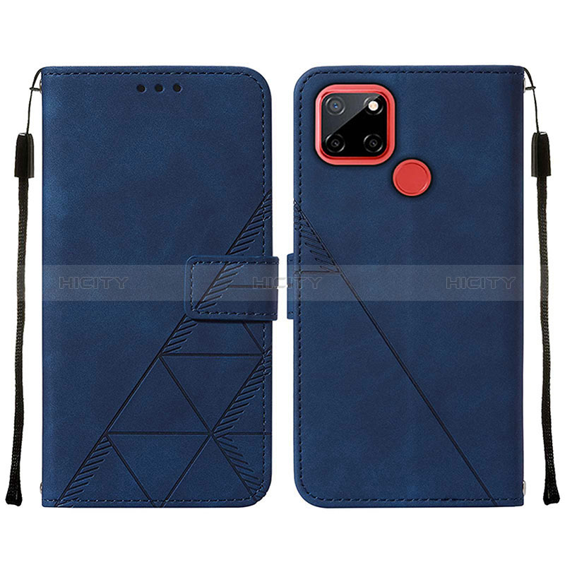 Coque Portefeuille Livre Cuir Etui Clapet Y01B pour Realme 7i RMX2193 Bleu Plus