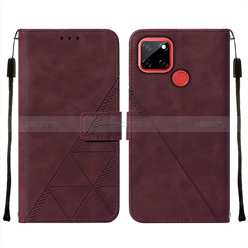 Coque Portefeuille Livre Cuir Etui Clapet Y01B pour Realme 7i RMX2193 Rouge Plus