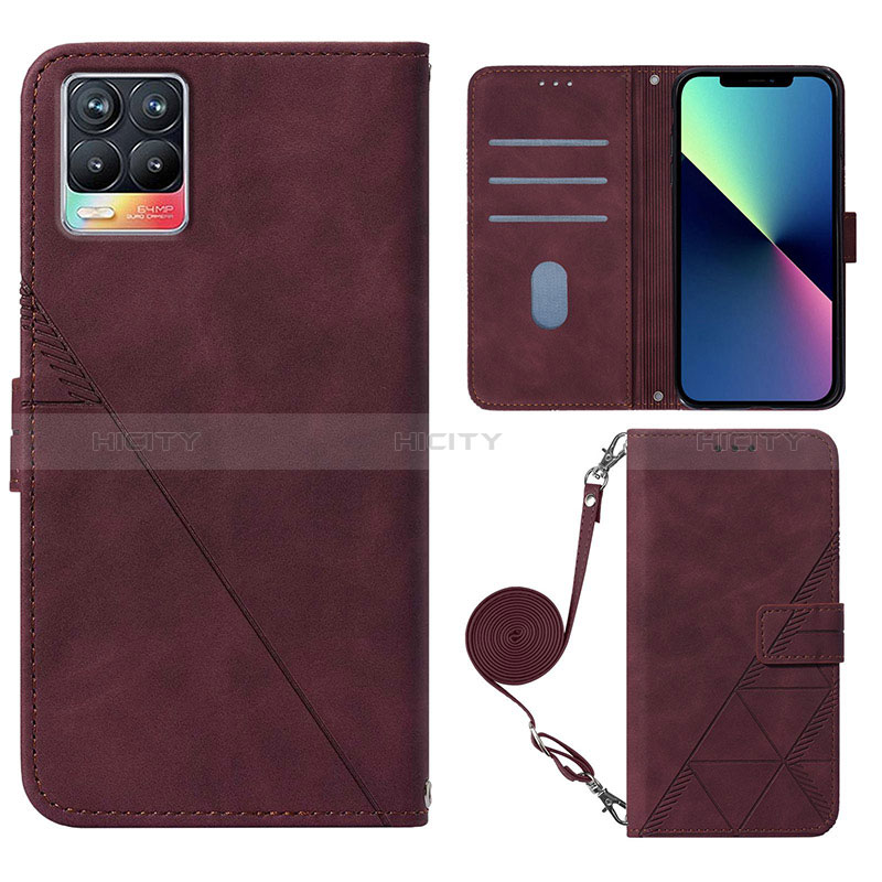 Coque Portefeuille Livre Cuir Etui Clapet Y01B pour Realme 8 Pro Rouge Plus