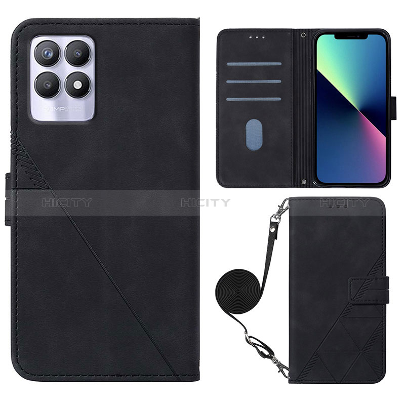 Coque Portefeuille Livre Cuir Etui Clapet Y01B pour Realme 8i Noir Plus