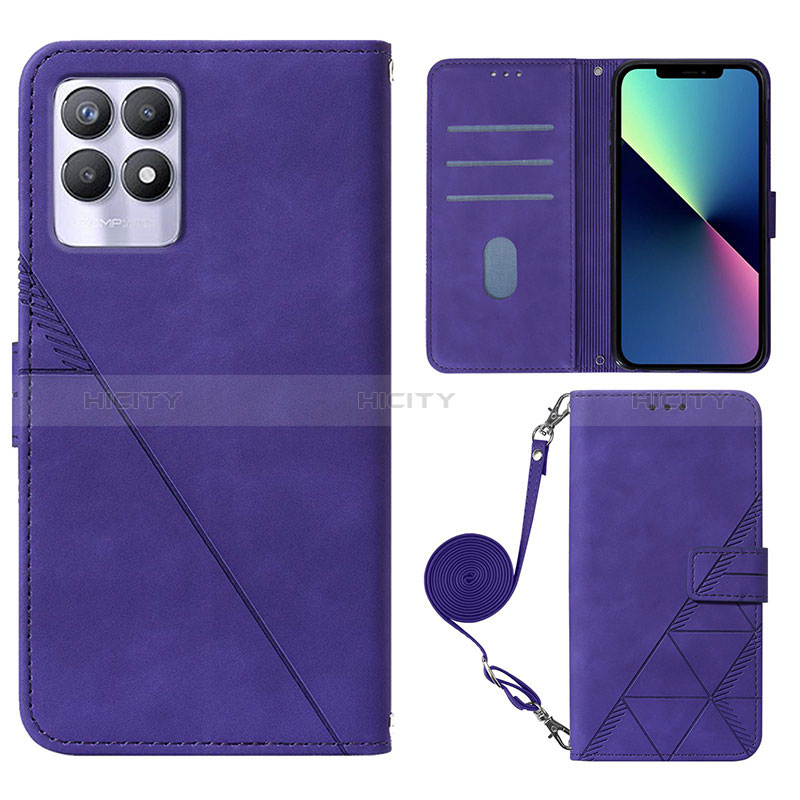 Coque Portefeuille Livre Cuir Etui Clapet Y01B pour Realme 8i Violet Plus