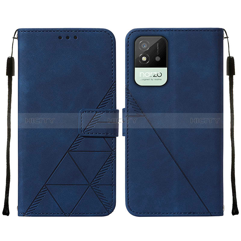 Coque Portefeuille Livre Cuir Etui Clapet Y01B pour Realme C20 Bleu Plus