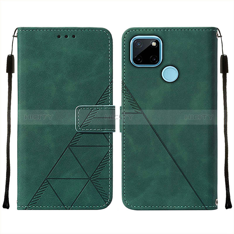 Coque Portefeuille Livre Cuir Etui Clapet Y01B pour Realme C25Y Vert Plus