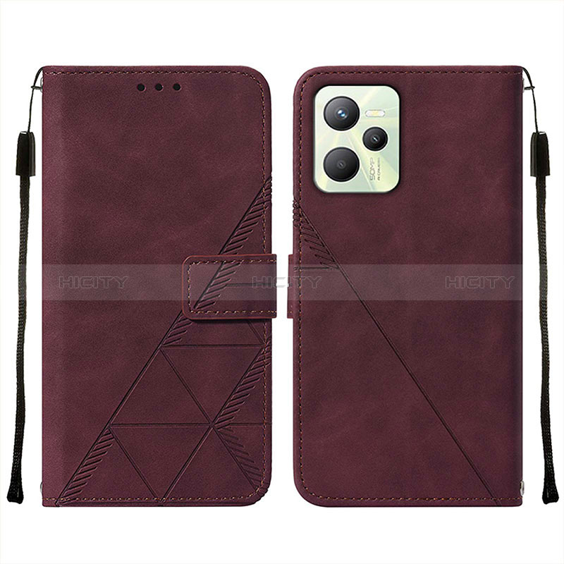 Coque Portefeuille Livre Cuir Etui Clapet Y01B pour Realme C35 Rouge Plus