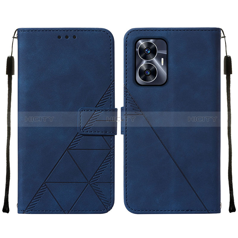 Coque Portefeuille Livre Cuir Etui Clapet Y01B pour Realme C55 Bleu Plus