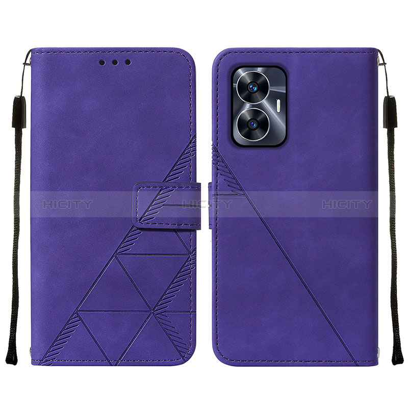 Coque Portefeuille Livre Cuir Etui Clapet Y01B pour Realme C55 Violet Plus