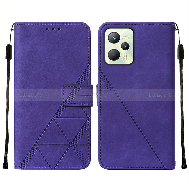 Coque Portefeuille Livre Cuir Etui Clapet Y01B pour Realme Narzo 50A Prime Violet Plus