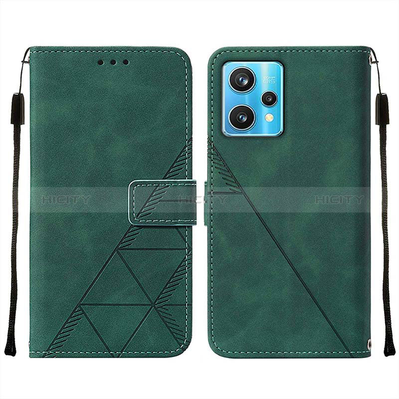 Coque Portefeuille Livre Cuir Etui Clapet Y01B pour Realme Q5 5G Vert Plus