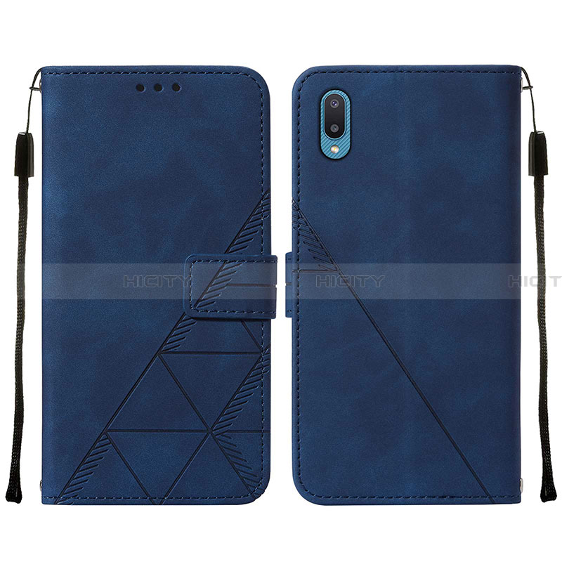 Coque Portefeuille Livre Cuir Etui Clapet Y01B pour Samsung Galaxy A02 Bleu Plus