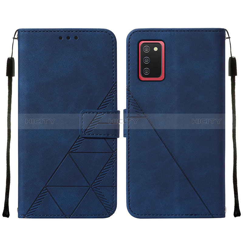 Coque Portefeuille Livre Cuir Etui Clapet Y01B pour Samsung Galaxy A02s Bleu Plus