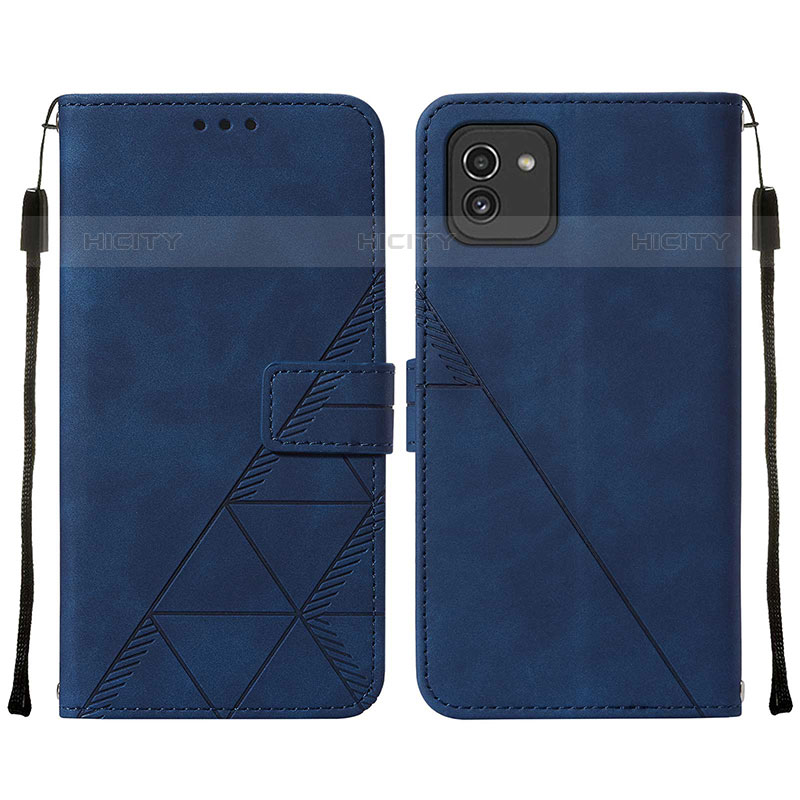 Coque Portefeuille Livre Cuir Etui Clapet Y01B pour Samsung Galaxy A03 Bleu Plus