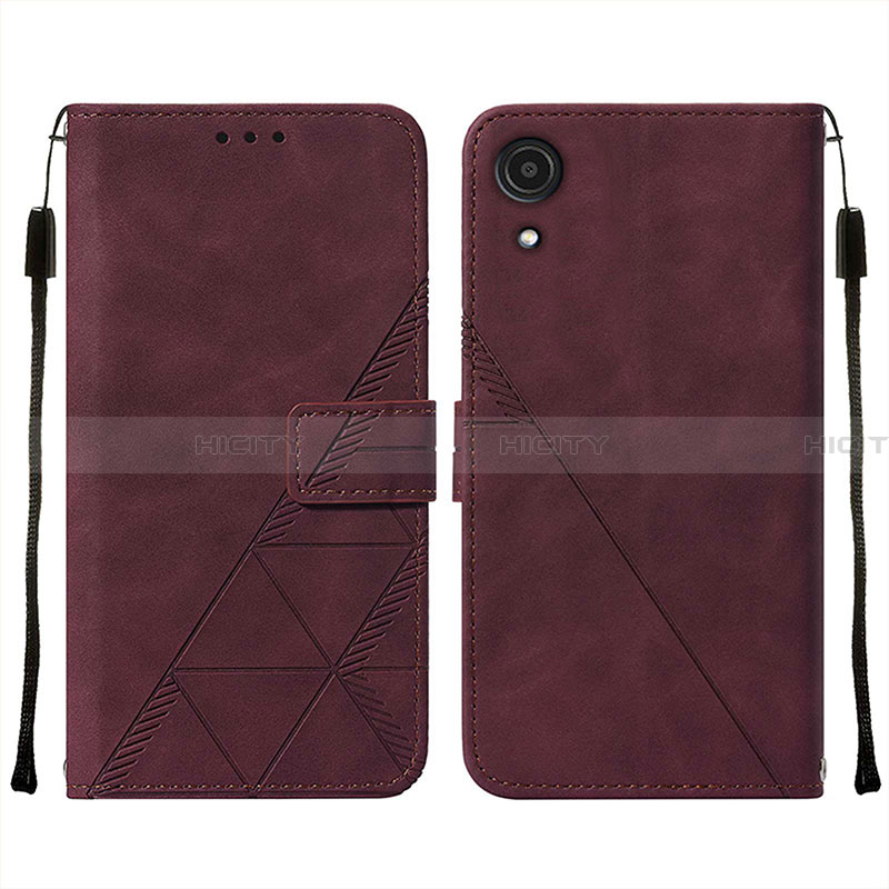 Coque Portefeuille Livre Cuir Etui Clapet Y01B pour Samsung Galaxy A03 Core Vin Rouge Plus