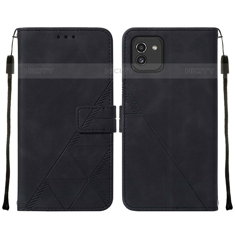 Coque Portefeuille Livre Cuir Etui Clapet Y01B pour Samsung Galaxy A03 Noir Plus