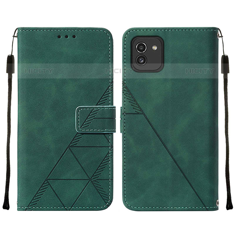 Coque Portefeuille Livre Cuir Etui Clapet Y01B pour Samsung Galaxy A03 Vert Plus