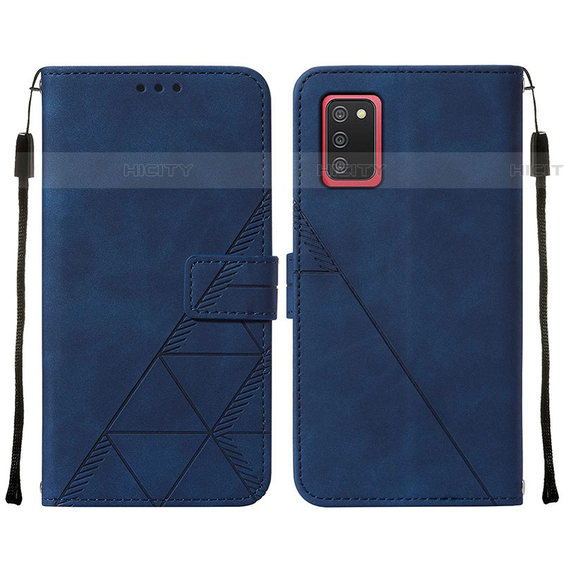 Coque Portefeuille Livre Cuir Etui Clapet Y01B pour Samsung Galaxy A03s Bleu Plus