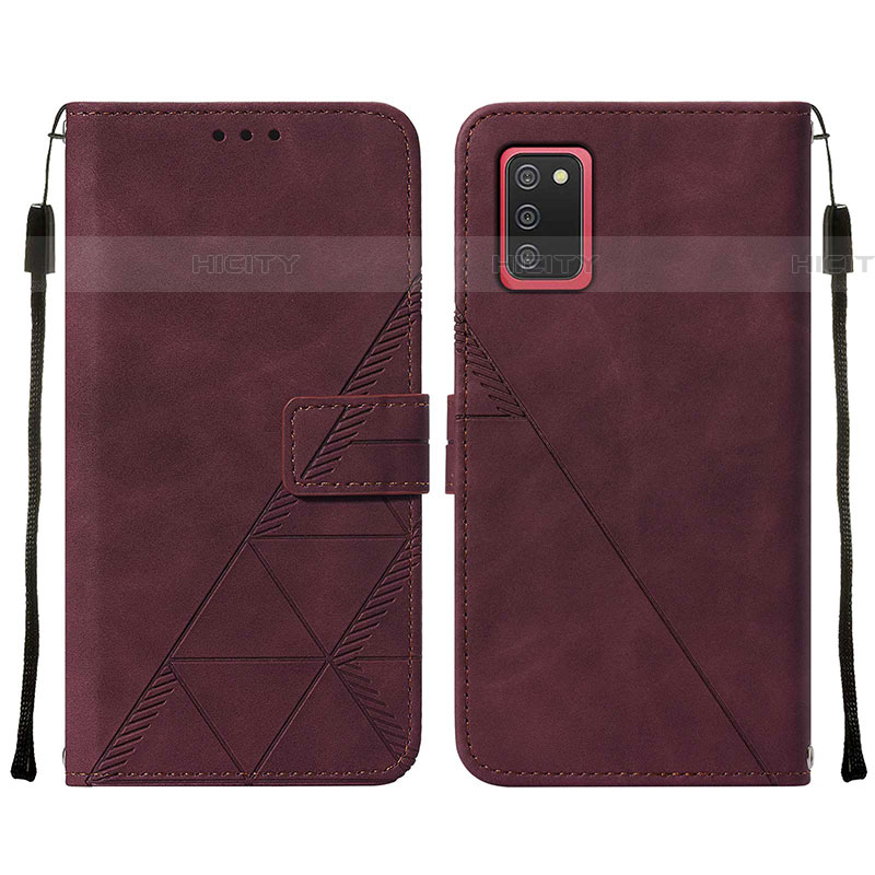 Coque Portefeuille Livre Cuir Etui Clapet Y01B pour Samsung Galaxy A03s Vin Rouge Plus