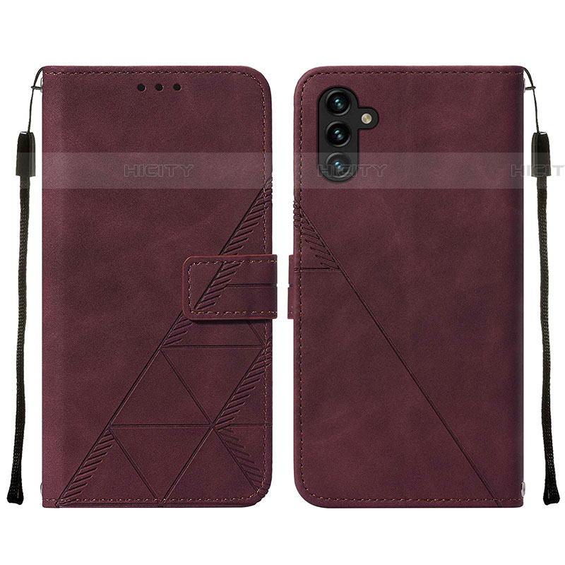 Coque Portefeuille Livre Cuir Etui Clapet Y01B pour Samsung Galaxy A04s Vin Rouge Plus