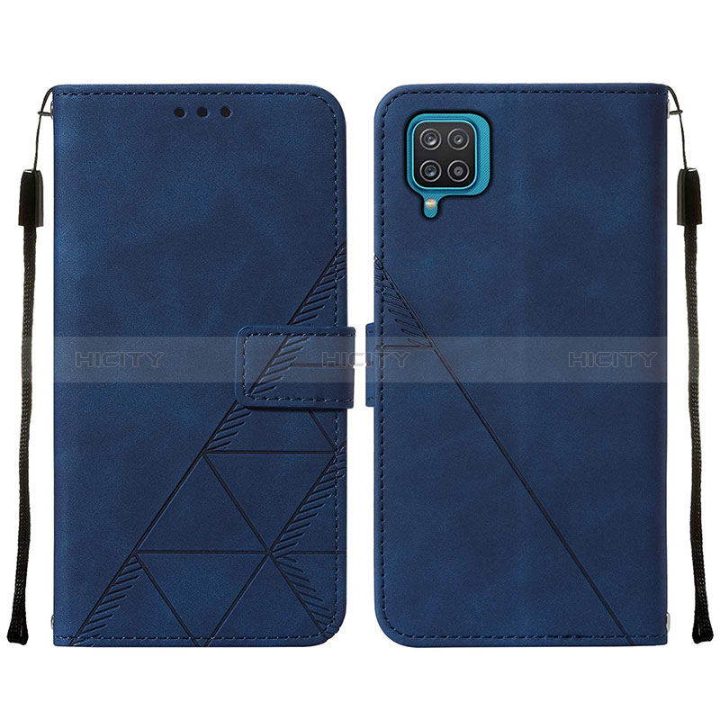 Coque Portefeuille Livre Cuir Etui Clapet Y01B pour Samsung Galaxy A12 Bleu Plus