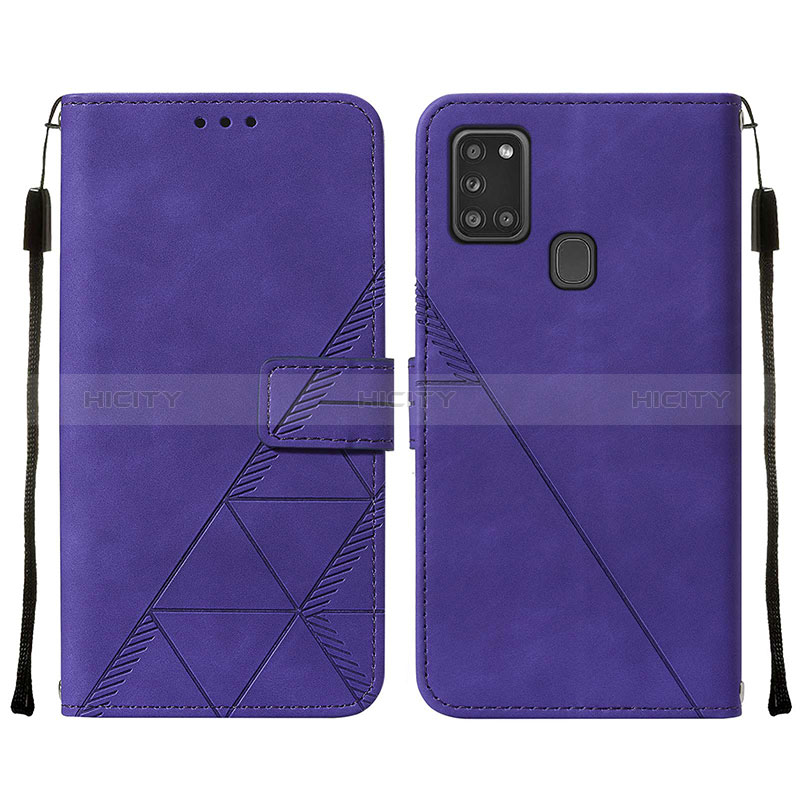 Coque Portefeuille Livre Cuir Etui Clapet Y01B pour Samsung Galaxy A21s Violet Plus