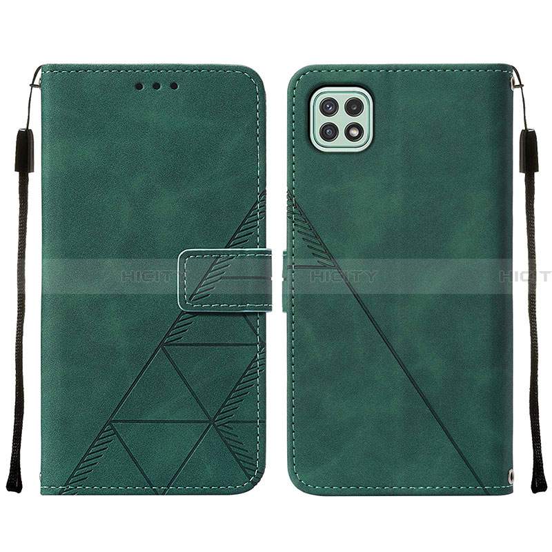 Coque Portefeuille Livre Cuir Etui Clapet Y01B pour Samsung Galaxy A22 5G Vert Plus