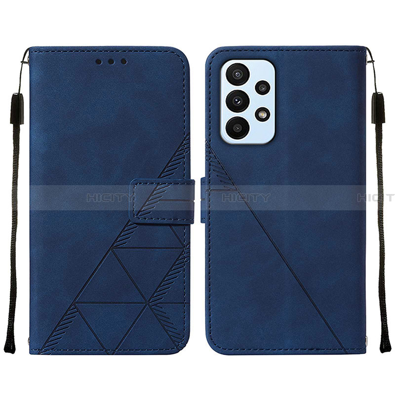 Coque Portefeuille Livre Cuir Etui Clapet Y01B pour Samsung Galaxy A23 4G Bleu Plus