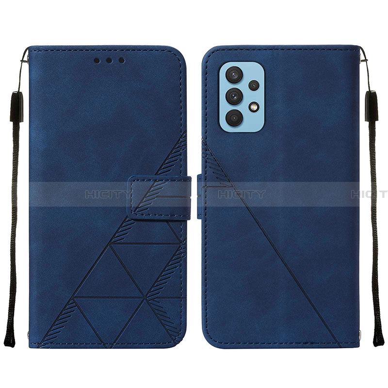 Coque Portefeuille Livre Cuir Etui Clapet Y01B pour Samsung Galaxy A32 4G Bleu Plus