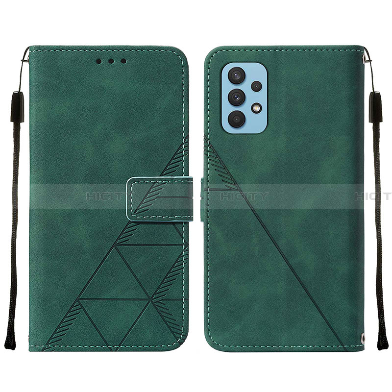 Coque Portefeuille Livre Cuir Etui Clapet Y01B pour Samsung Galaxy A32 4G Vert Plus