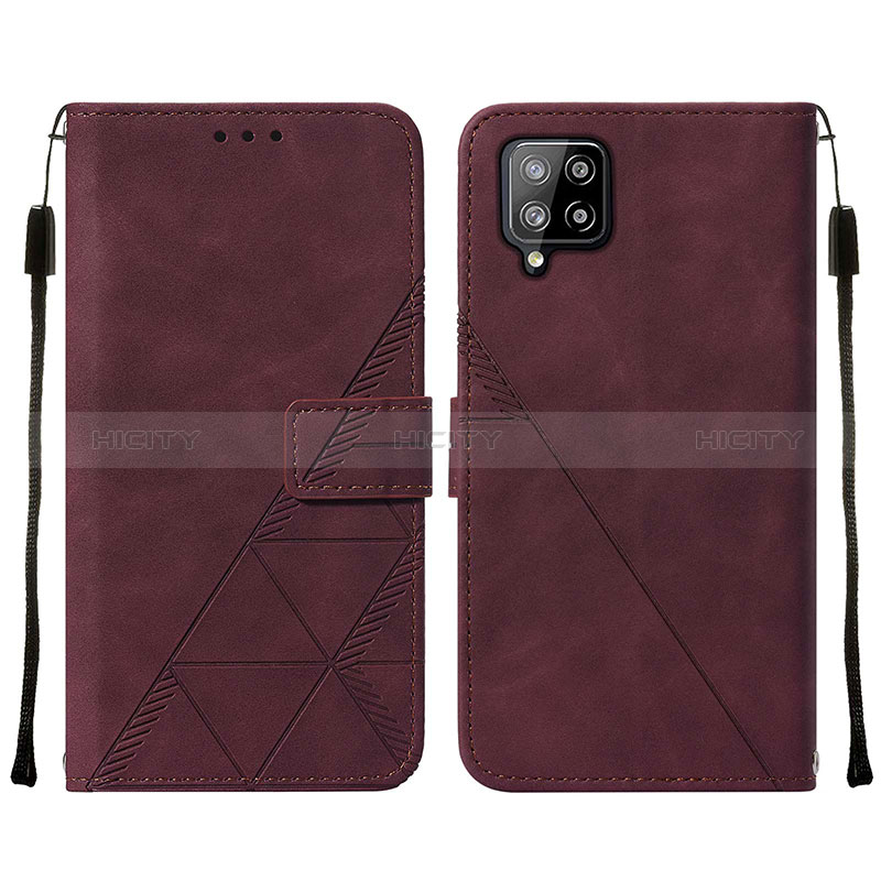 Coque Portefeuille Livre Cuir Etui Clapet Y01B pour Samsung Galaxy A42 5G Vin Rouge Plus