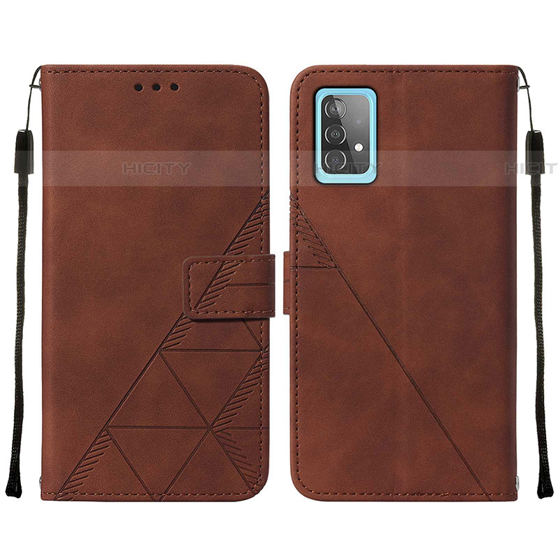 Coque Portefeuille Livre Cuir Etui Clapet Y01B pour Samsung Galaxy A52 4G Marron Plus