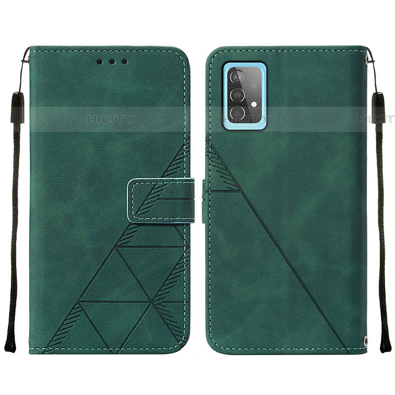 Coque Portefeuille Livre Cuir Etui Clapet Y01B pour Samsung Galaxy A52 5G Vert Plus