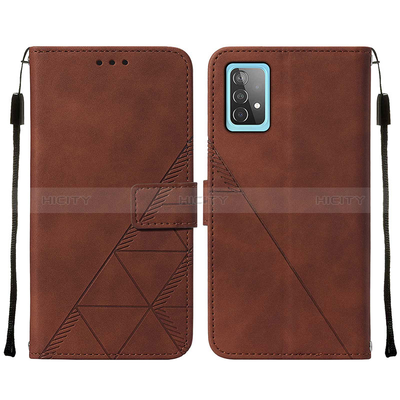 Coque Portefeuille Livre Cuir Etui Clapet Y01B pour Samsung Galaxy A52s 5G Marron Plus