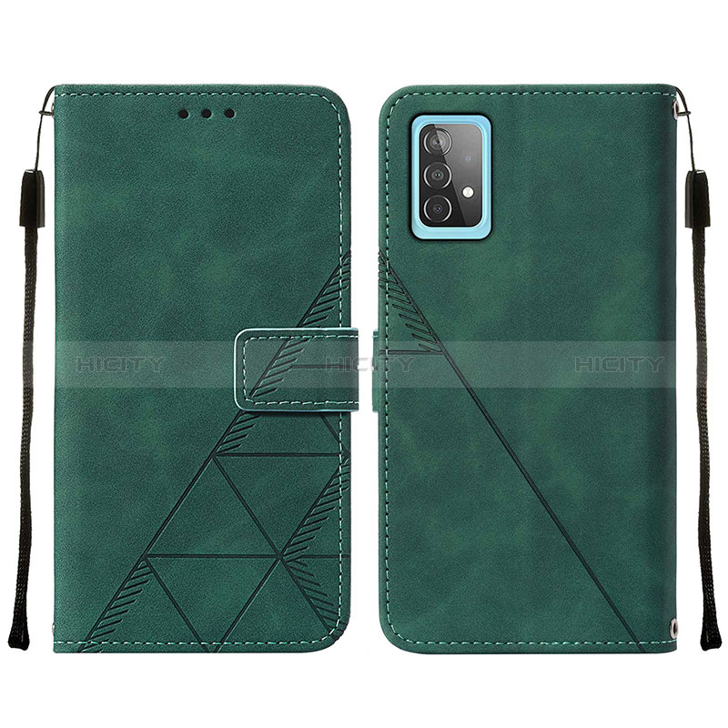 Coque Portefeuille Livre Cuir Etui Clapet Y01B pour Samsung Galaxy A52s 5G Vert Plus