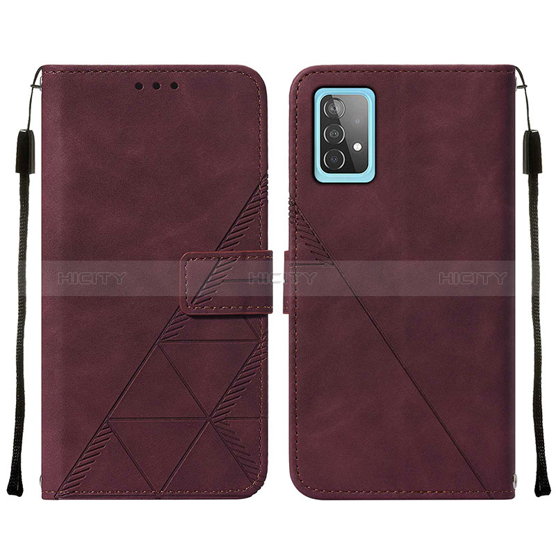 Coque Portefeuille Livre Cuir Etui Clapet Y01B pour Samsung Galaxy A52s 5G Vin Rouge Plus