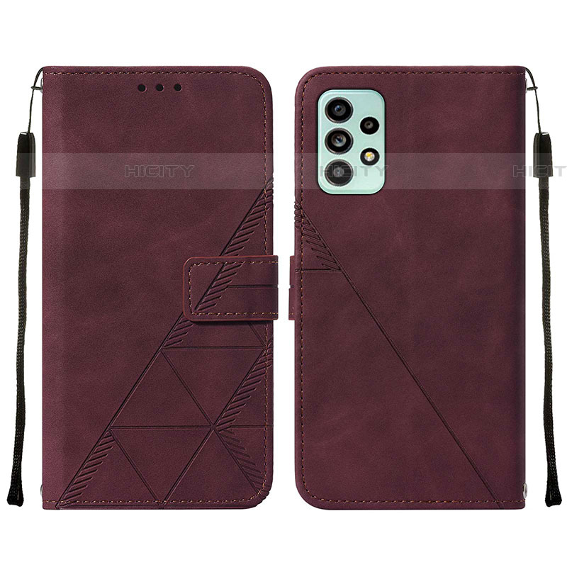 Coque Portefeuille Livre Cuir Etui Clapet Y01B pour Samsung Galaxy A53 5G Vin Rouge Plus