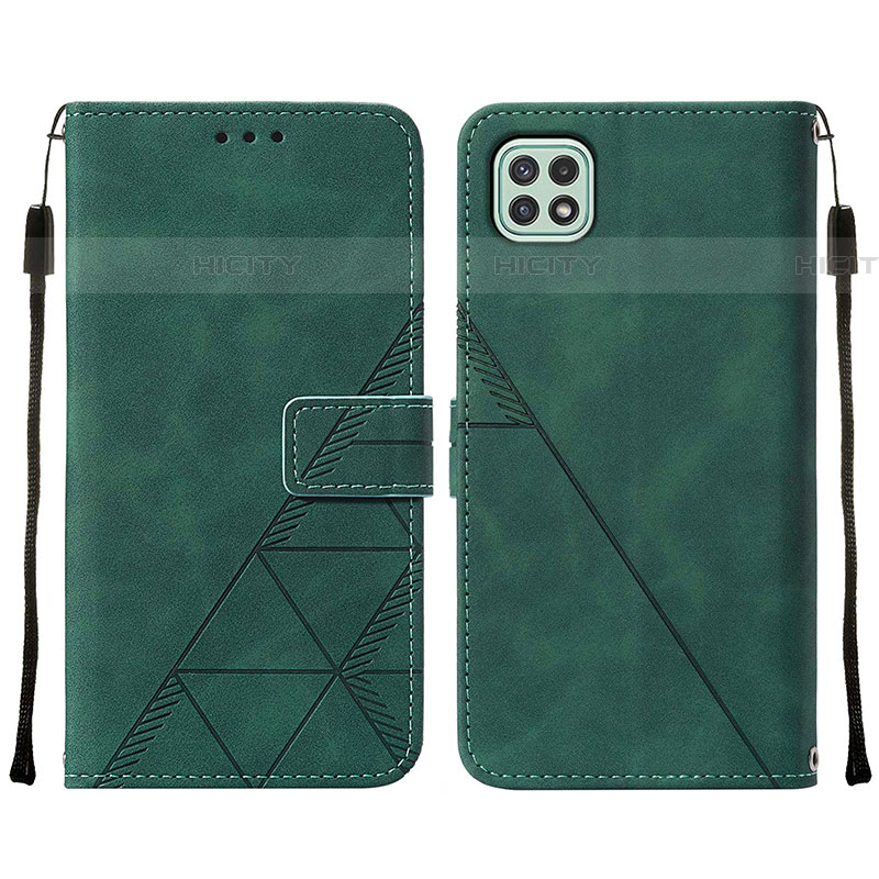 Coque Portefeuille Livre Cuir Etui Clapet Y01B pour Samsung Galaxy F42 5G Vert Plus