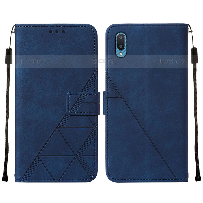 Coque Portefeuille Livre Cuir Etui Clapet Y01B pour Samsung Galaxy M02 Bleu Plus