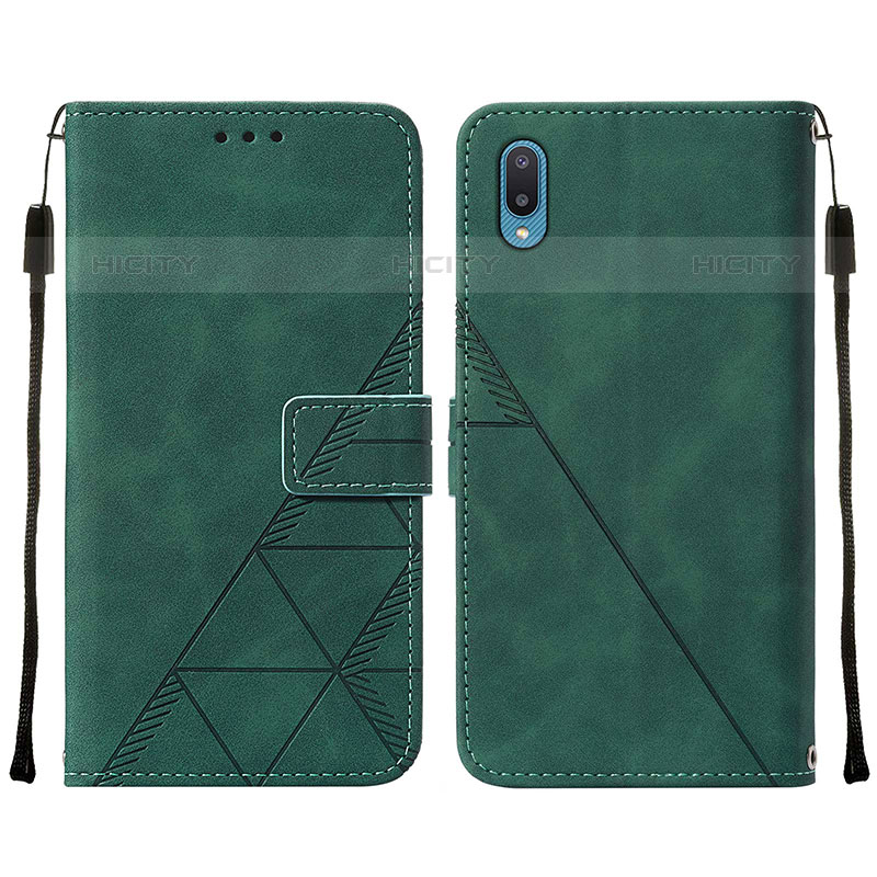 Coque Portefeuille Livre Cuir Etui Clapet Y01B pour Samsung Galaxy M02 Vert Plus