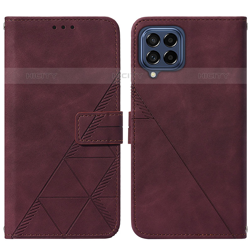 Coque Portefeuille Livre Cuir Etui Clapet Y01B pour Samsung Galaxy M33 5G Vin Rouge Plus