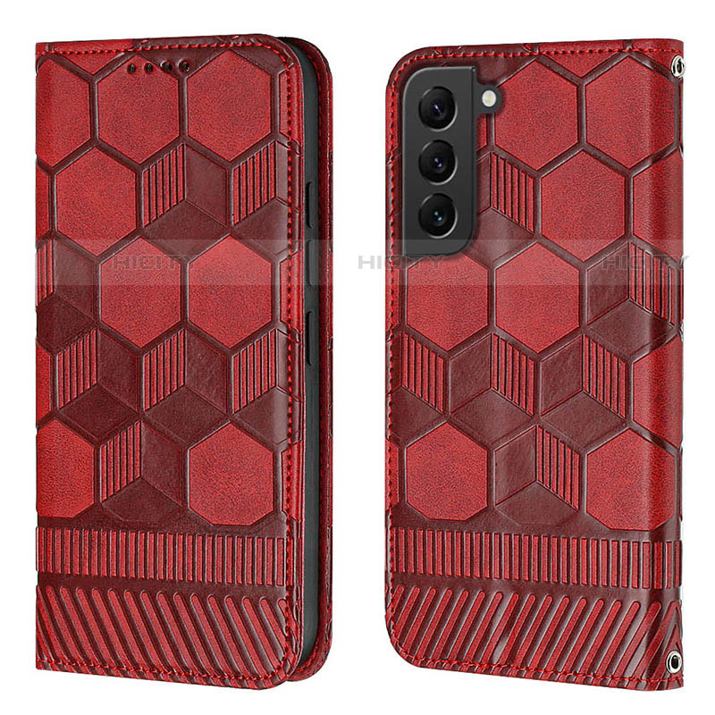 Coque Portefeuille Livre Cuir Etui Clapet Y01B pour Samsung Galaxy S21 5G Rouge Plus