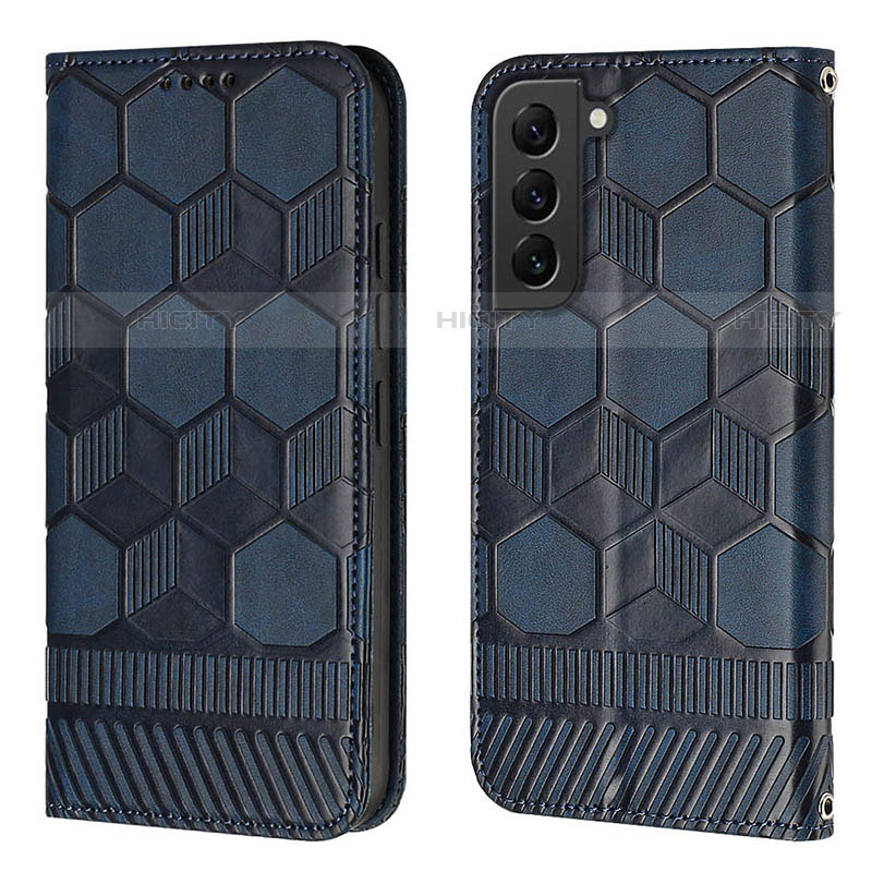 Coque Portefeuille Livre Cuir Etui Clapet Y01B pour Samsung Galaxy S21 Plus 5G Bleu Plus