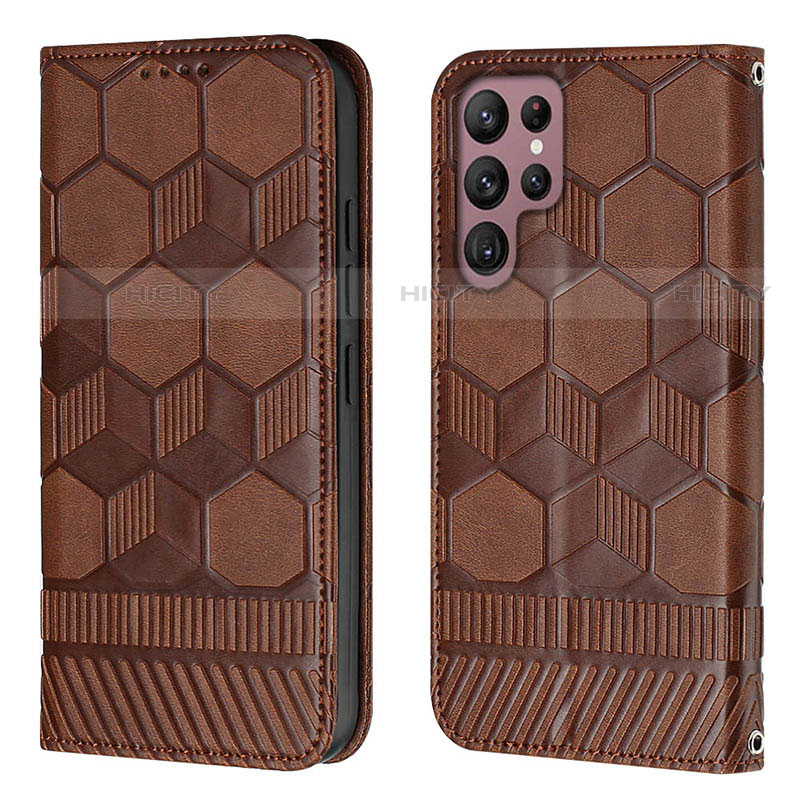 Coque Portefeuille Livre Cuir Etui Clapet Y01B pour Samsung Galaxy S21 Ultra 5G Marron Plus